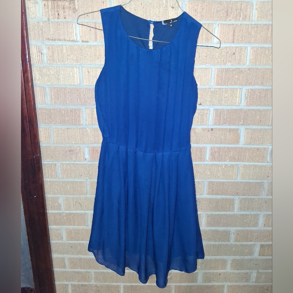 J For Justify Chic Navy Blue Sleeveless Dress With Keyhole Back Size M